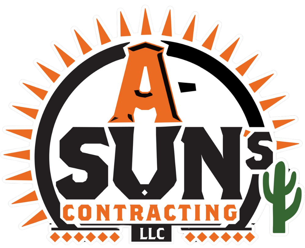 A-Sun's Contracting LLC construction logo with sunburst and cactus, Arizona contractor branding